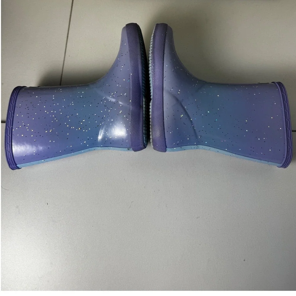Hunter Rain Boots Kids Size 13 Purple Glitter Rubber Waterproof Wellington